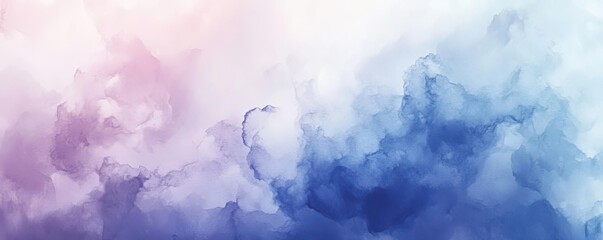 Poster - Abstract watercolor clouds in soft pink, blue, and white tones, perfect for backgrounds or artistic designs.