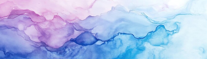 Poster - A serene abstract background featuring flowing ink patterns in soft pastel hues of pink and blue, perfect for various design projects.
