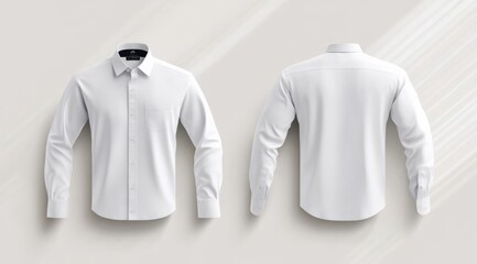 White mockup of a classic men's shirt with long sleeves