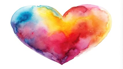 Wall Mural - Watercolor heart on white background