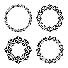 Canvas Print - Set of Decorative Circle Design Elements. Radial Floral Patterns for Round Borders and Frames. 