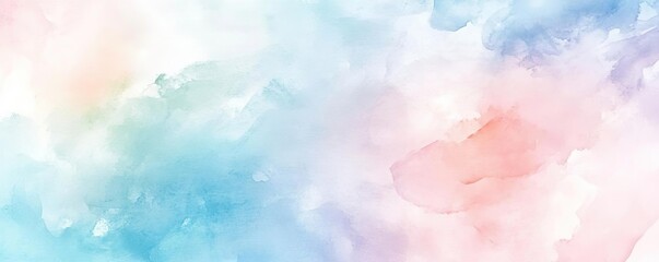 Poster - A dreamy watercolor background featuring soft pastel hues of pink, blue, and lavender, perfect for artistic projects and design.