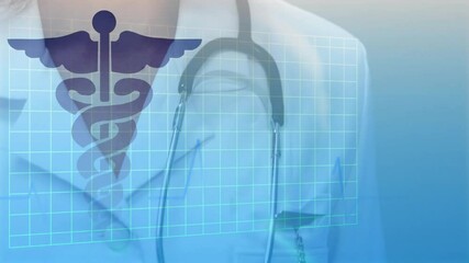 Poster - Animation of medical snake sign over caucasian female doctor