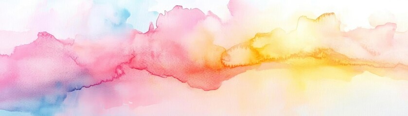 Poster - A vibrant abstract watercolor background featuring soft hues of pink, blue, and yellow, perfect for creative projects and designs.