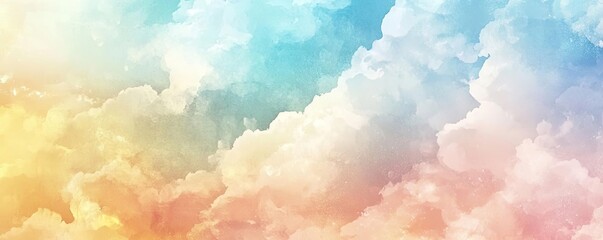 Poster - A dreamy cloudscape with pastel colors, creating a soothing and tranquil atmosphere ideal for backgrounds and designs.