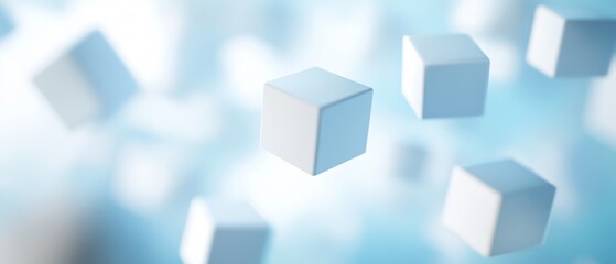 Wall Mural - A bunch of white cubes are floating in the air