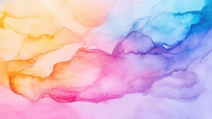 Poster - A vibrant abstract watercolor background with blended hues of pink, blue, yellow, and purple, perfect for creative designs.
