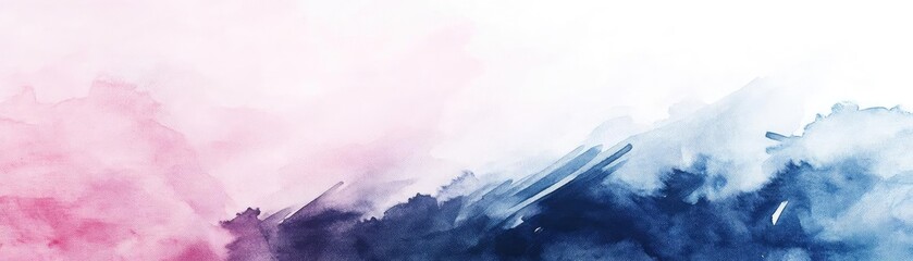 Poster - A stunning abstract watercolor background featuring soft pink and blue hues that create a tranquil and artistic atmosphere.