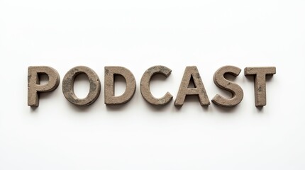 Wall Mural - podcast text made from rock blocks displayed on white background