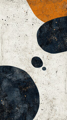 Poster - A painting of three circles with one of them being blue and the other two being orange. The painting is abstract and has a sense of movement