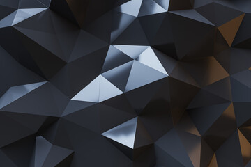Poster - Abstract black triangular garment background. Design and landing page concept. 3D Rendering.