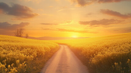 Wall Mural - Canola Road Sunset