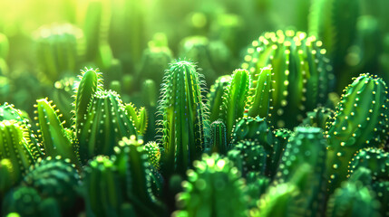 Close-up of cactus thorns and spines, natural background. Succulent plant