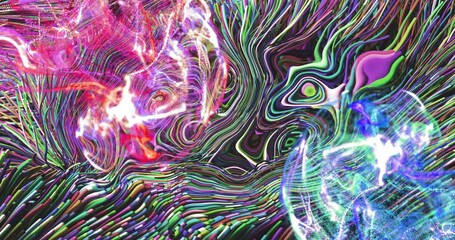 Poster - Animation of colourful shapes moving on black background