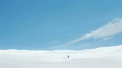 Sticker - A Solitary Figure in a Vast, Snow-Covered Landscape