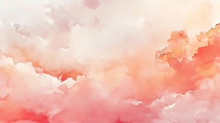 Poster - A soft watercolor background featuring delicate pink and orange clouds, perfect for artistic and dreamy designs.