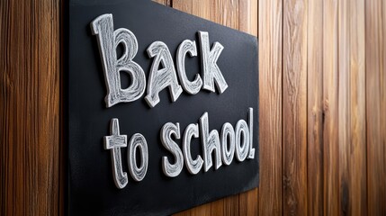 A black and white sign on a wooden wall that says back to school, AI