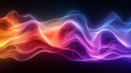 Poster - Abstract wave of vibrant colors creating a dynamic energy effect against a dark background, perfect for modern designs.