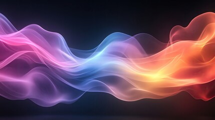 Poster - Vibrant abstract wave forms in dynamic colors create a sense of movement and energy against a dark backdrop.