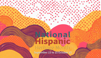 Wall Mural - Hispanic heritage month. Vector web banner, poster, card for social media, networks. Greeting with national Hispanic heritage month text, Papel Picado pattern, perforated paper on black background