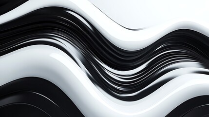 Poster - Dynamic monochrome waves create a sense of movement and elegance, ideal for modern design and abstract concepts.