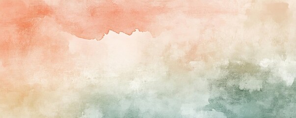 Poster - This abstract watercolor artwork features soft hues of orange, green, and white, creating a serene and dreamy atmosphere.