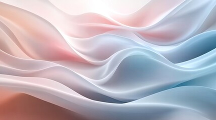 Poster - Soft, flowing abstract fabric in pastel shades creates a serene and calming visual effect, perfect for background use.