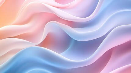 Poster - A soft and flowing abstract background featuring pastel waves that create an ethereal and calming visual experience.