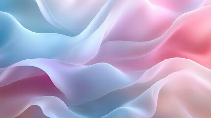 Poster - Soft silk waves in pastel colors create a gentle and serene background, perfect for calming themes and artistic designs.