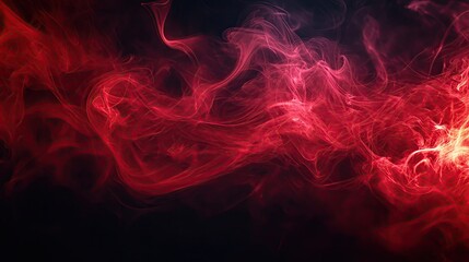 Poster - Dynamic red smoke on a dark background, creating a vibrant and captivating abstract visual that evokes energy and mystery.