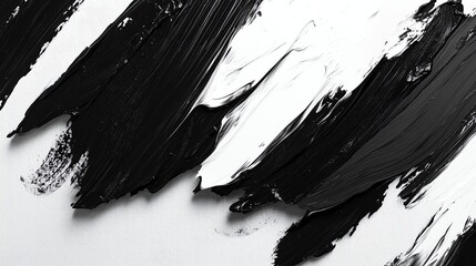 Poster - Abstract black and white paint strokes create a striking contrast on a clean background, ideal for modern art and design projects.