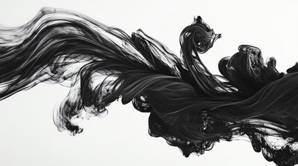Poster - Stunning abstract black ink swirl creating dynamic flow and artistic elegance, perfect for backgrounds or creative projects.