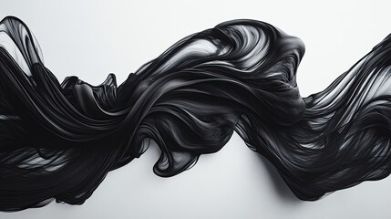 Poster - Flowing black fabric creates a mesmerizing wave, highlighting elegance and sophistication in a contemporary design.