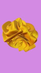 Poster - Abstract Yellow Silk Sculpture on Purple Background