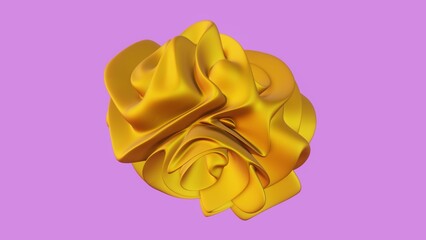 Poster - Abstract Yellow Silk Sculpture on Purple Background