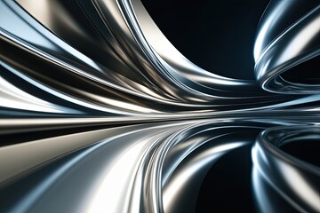 Wall Mural - Futuristic Visuals Featuring Reflective Metallic Waves and Sleek Textures