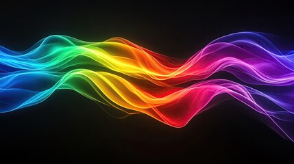 Poster - Vibrant wave patterns in various colors create a captivating visual effect on a dark background, adding energy and movement.