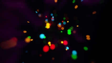 Aufkleber - Neon Geometric Shapes Floating in Darkness