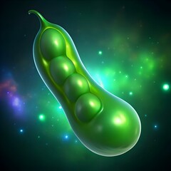 Sticker - A vibrant 3D illustration of a green pea pod bursting with freshness.