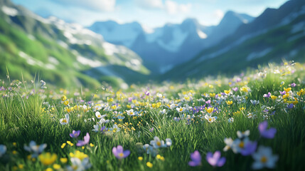 Wall Mural - Spring flowers and a grassy meadow