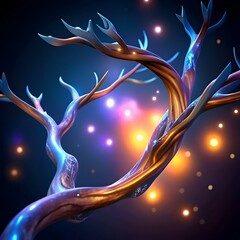 Sticker - Abstract 3D rendering of a glowing branch. perfect for fantasy. science fiction. or nature inspired designs.