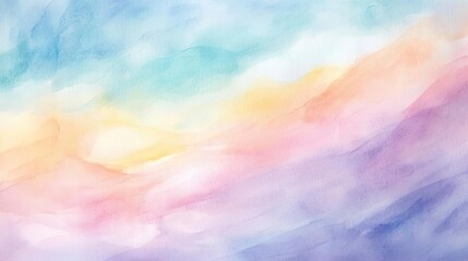 Poster - A serene watercolor landscape with soft pastel hues blending harmoniously, ideal for calming backdrops and artistic designs.