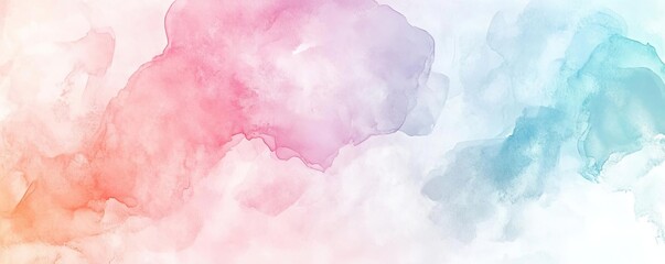 Poster - A soft watercolor background featuring pastel hues of pink, blue, and orange, perfect for creative and serene projects.