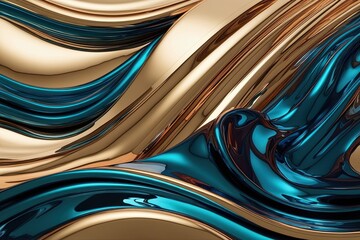 Wall Mural - Textured Graphic Featuring Bold Metallic Currents and Fluid Waves