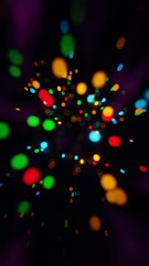 Aufkleber - Neon Geometric Shapes Floating in Darkness
