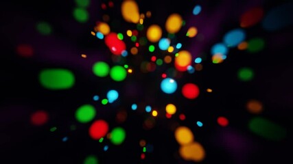 Aufkleber - Neon Geometric Shapes Floating in Darkness