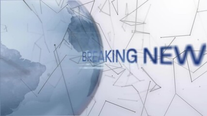 Poster - Animation of breaking news text and shapes with globe on white background