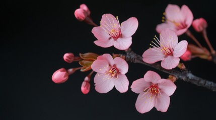 Poster - Pink Blossom on Black Background