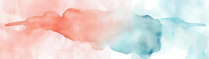 Poster - A beautiful watercolor blend of soft red and blue hues, creating a calming and artistic abstract background.