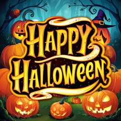 Wall Mural - Happy Halloween lettering design